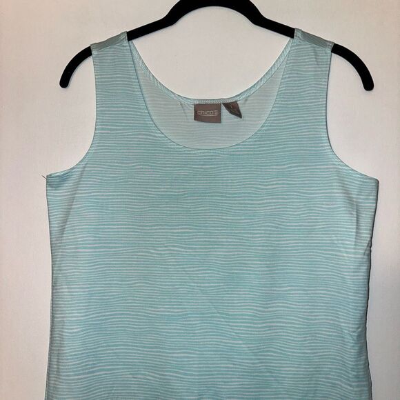 Chicos Women’s Bright Blue White Pattern Tank Top Size 1 (Small) - Picture 3 of 11